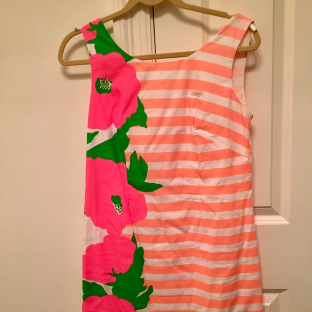 Lilly Pulitzer shift dress pink orange flowers